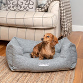 Luxury Stoneham Grey Tweed Boxy Dog Bed by Mutts & Hounds